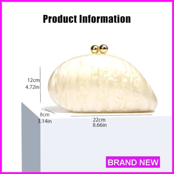 Acrylic Shell Clutch Evening Bag Elegant Glitter Handbag for Wedding Party
